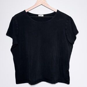 Eileen Fisher Short Sleeve T-Shirt Top Black Women’s Petite Size PL